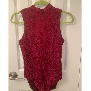 Maroon Lace bodysuit